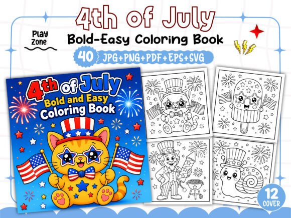 Bold and Easy 4th of July Coloring Pages & Graphics