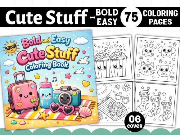 Bold and Easy Cute Stuff Coloring Pages Graphics