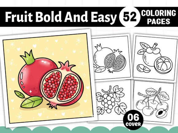 Bold and Easy Fruit Coloring Book: Graphics & Coloring Pages