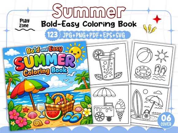 Bold and Easy Summer Coloring Pages: Graphics & Coloring Pages