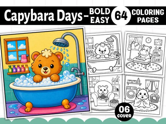 Bold Easy Capybara Days Coloring Pages Graphics