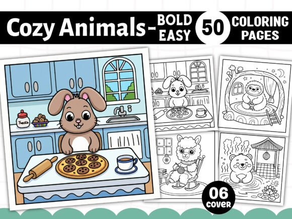 Bold Easy Cozy Animals Coloring Pages