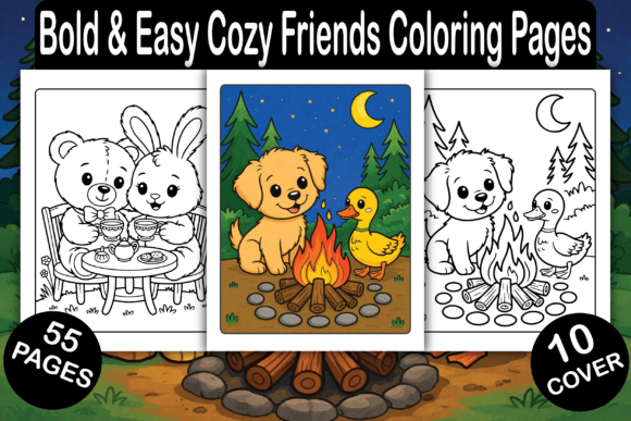 Bold Easy Cozy Friends Coloring Pages