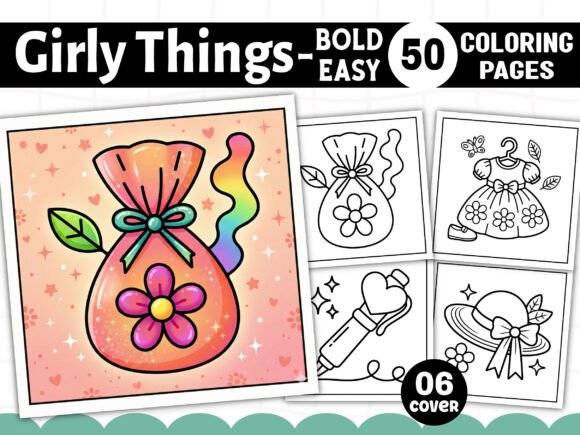 Bold Easy Girly Things Coloring Pages