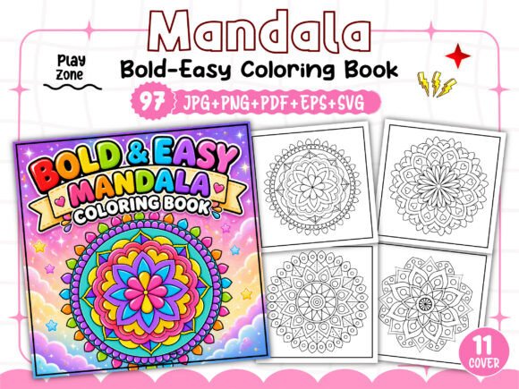 Bold Easy Mandala Coloring Book – Kids Graphics