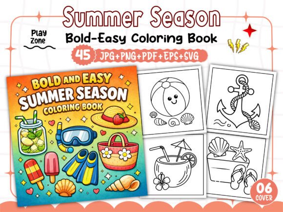 Bold Easy Summer Season Coloring Pages