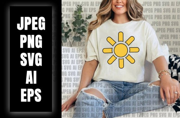 Bright Yellow Sun Icon: Graphics for T-Shirt Designs