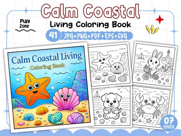 Calm Coastal Living Coloring Book: Graphics & Coloring Pages
