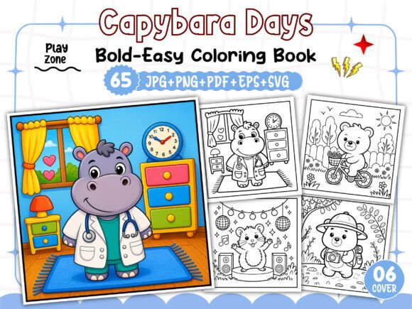 Capybara Days Graphics & Coloring Pages