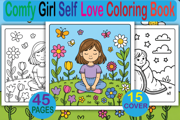 Comfy Girl Self Love Coloring Pages & Graphics
