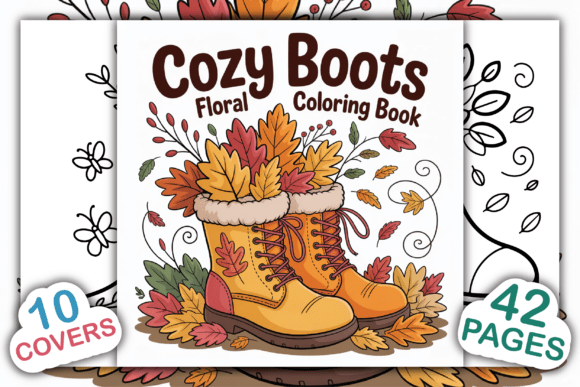 Cozy Boots Floral Coloring Book: Graphics & Coloring Pages