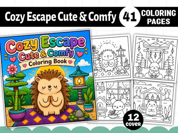 Cozy Escape Cute Comfy Coloring Book: Graphics & Coloring Pages