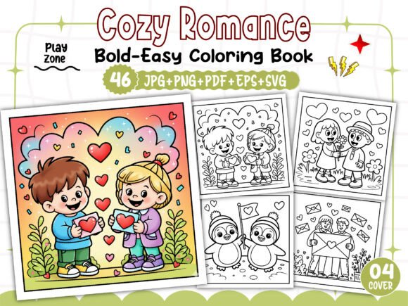 Cozy Romance Bold Easy Coloring Pages Graphics