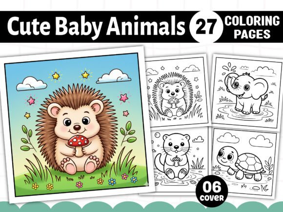 Cute Baby Animals Coloring Pages Graphics