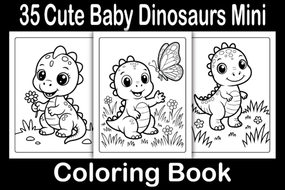 Cute Baby Dinosaurs Mini Coloring Book: Graphics & Coloring Pages