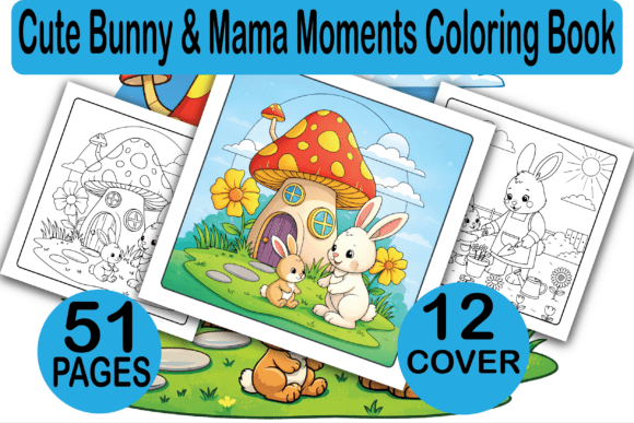 Cute Bunny Mama Moments Coloring Pages & Graphics