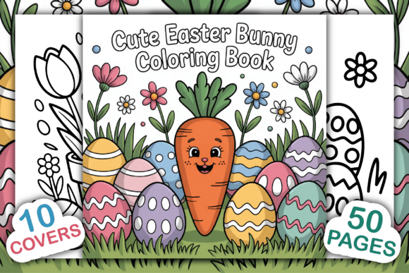 Cute Easter Bunny Coloring Book: Graphics & Coloring Pages
