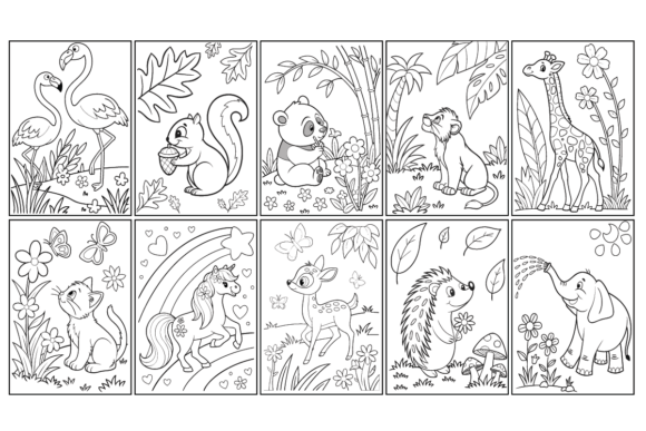 Cute Forest Animals Coloring Pages-10 Graphics