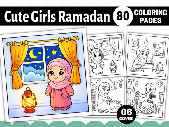 Cute Girls Ramadan Coloring Pages Graphics