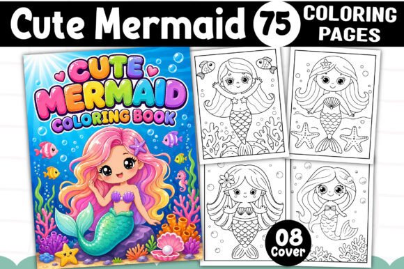 Cute Mermaid Coloring Pages Graphics