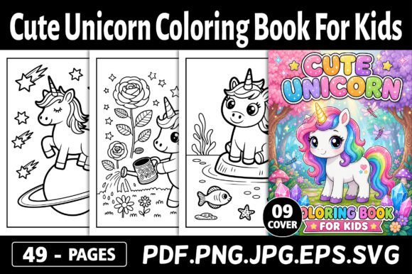 Cute Unicorn Coloring Pages Graphics