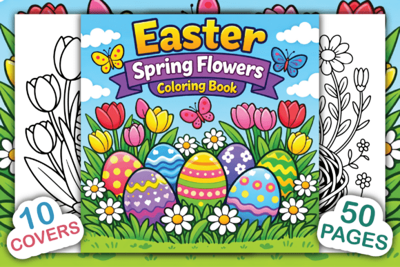 Easter Spring Flowers Coloring Book: Graphics & Coloring Pages