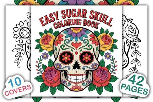 Easy Sugar Skull Coloring Book: Graphics & Coloring Pages