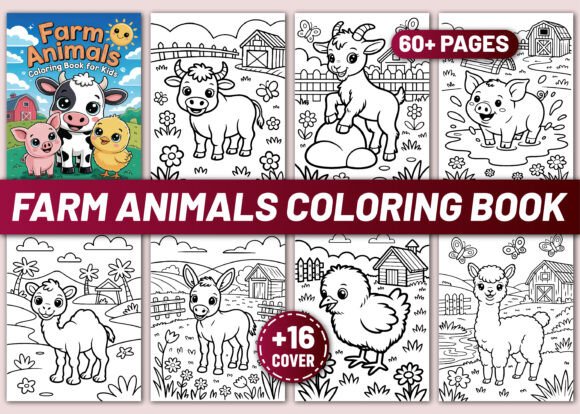 FARM ANIMALS COLORING BOOK for KIDS: Graphics & Coloring Pages
