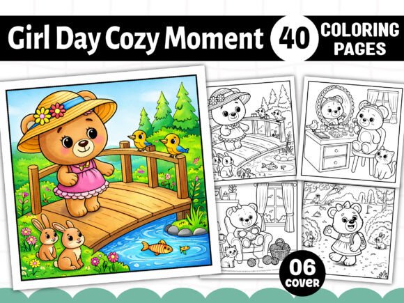 Girl Day Cozy Moment Coloring Pages