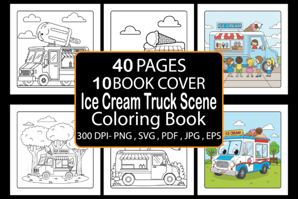Ice Cream Truck Scene Coloring Pages Graphics