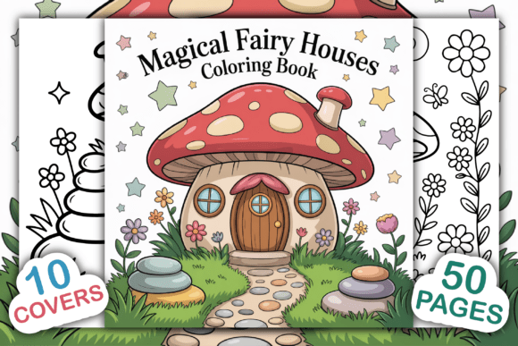 Magical Fairy Houses Coloring Pages Graphics