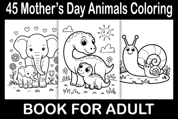 Mother’s Day Animals Coloring Book: Graphics & Coloring Pages
