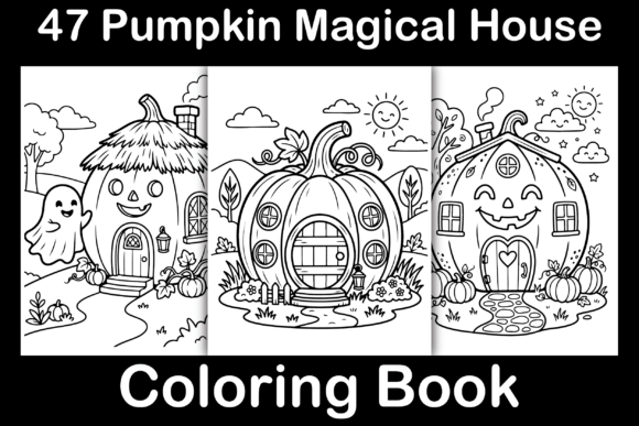 Pumpkin Magical House Coloring Pages & Graphics