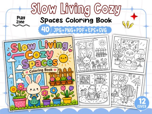 Slow Living Cozy Spaces Coloring Book: Graphics & Coloring Pages