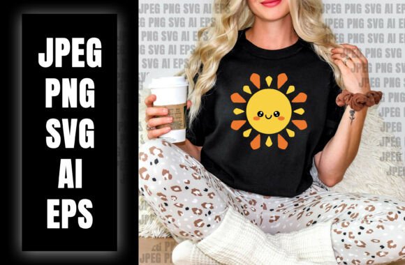 Smiling Cartoon Sun Graphics for T-Shirt Designs