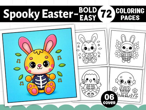 Spooky Easter Bold Easy Coloring Book
