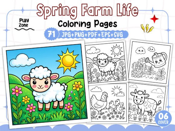 Spring Farm Life Coloring Pages Graphics