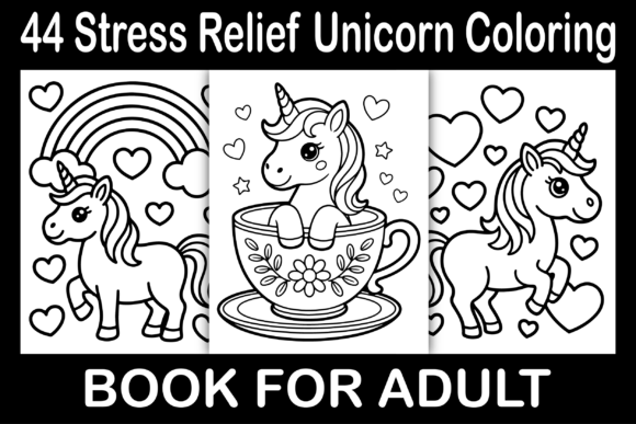 Stress Relief Unicorn Coloring Book: Graphics & Coloring Pages