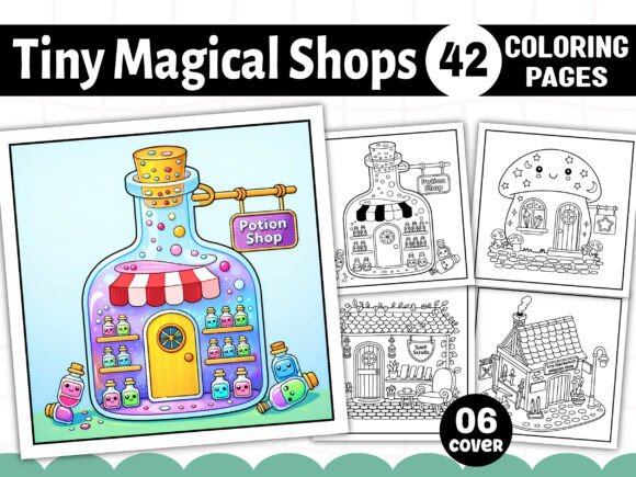 Tiny Magical Shops Coloring Pages Graphics