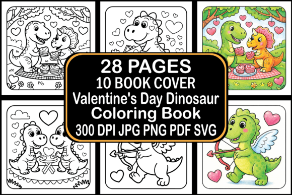 Valentine’s Day Dinosaur Coloring Book
