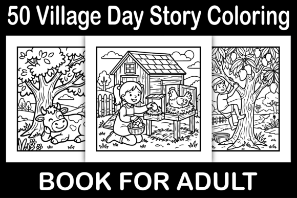 Village Day Story Coloring Pages Graphics