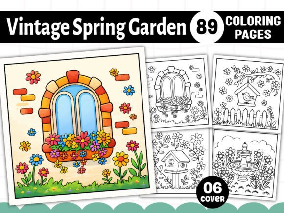Vintage Spring Garden Coloring Pages Graphics